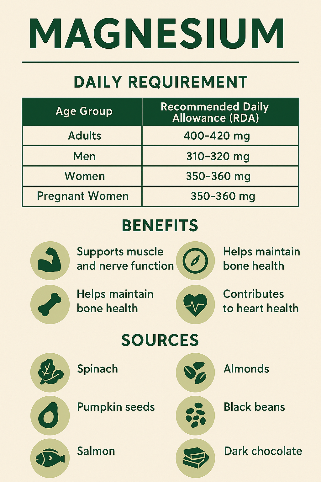 The Essential Role of Magnesium: Daily Requirement, Benefits, and Best Sources